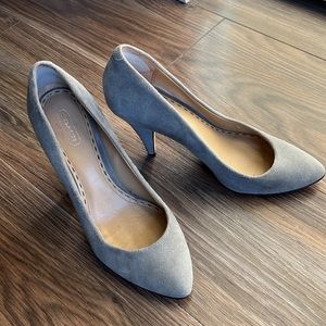 Gray Suede Coach Heels - Size 8